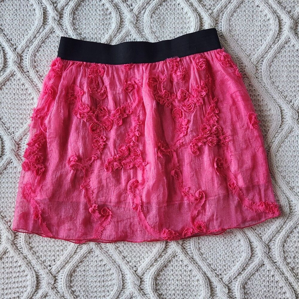 Y2K Icing 2D Fuchsia Pink Flower Mini Skirt Size S